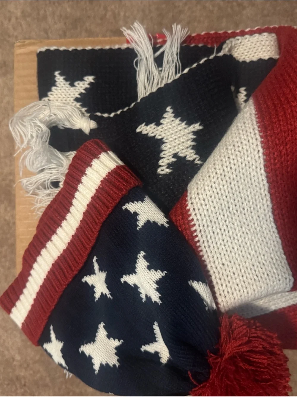 American Stars Knit Bernie and scarf- Red, White & Blue